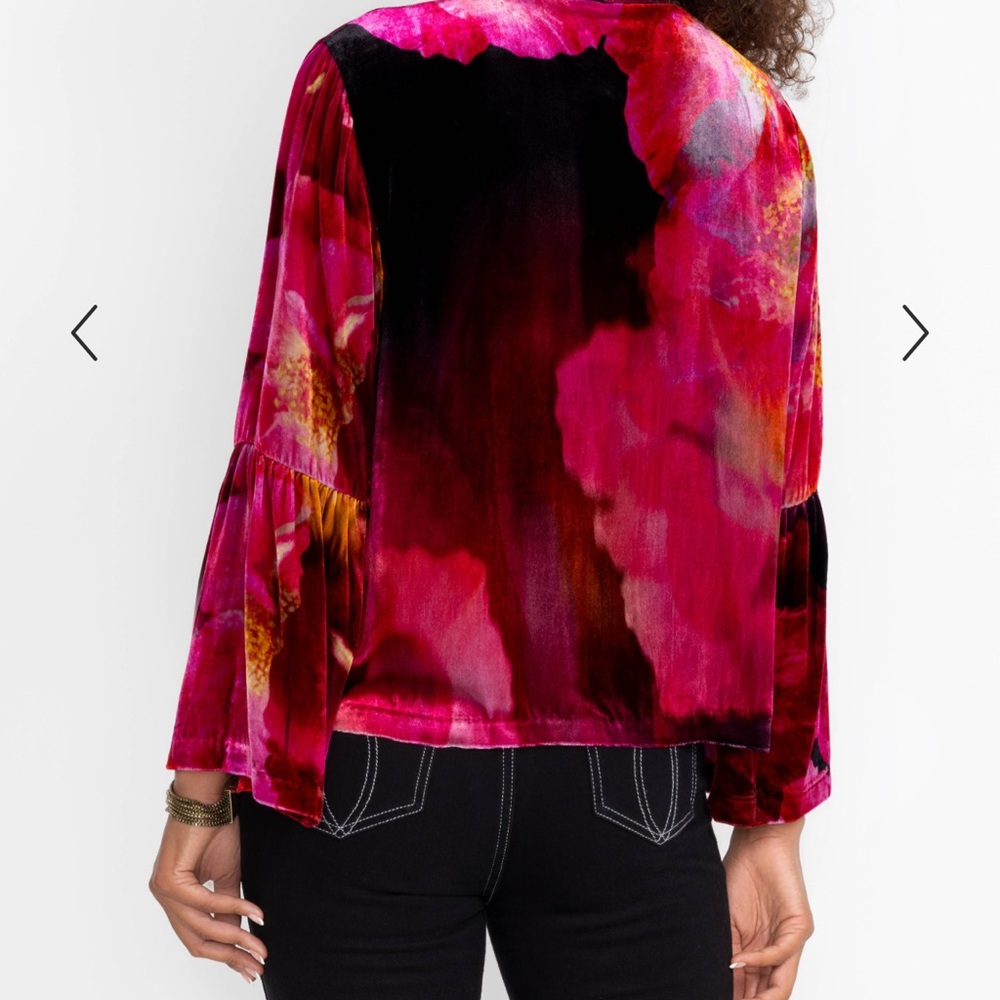 Johnny Was RUFFLE SLEEVE VELVET BOLERO - Picture 4 of 6
